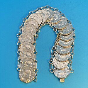 Bracelet w. Clasp Silver Coin Mexico 5 Centavos Vintage great condition